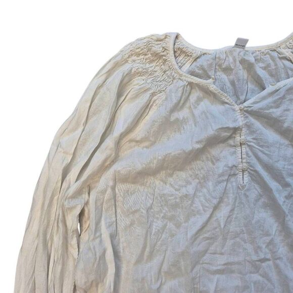 Old Navy Women's Ivory Cotton/Rayon Long Sleeve Prairie Pioneer Shirt w Buttons - Picture 9 of 10